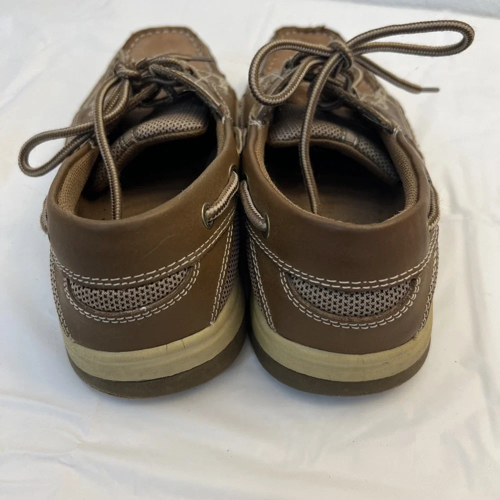 Thom McAn KELLAN Mens 8 Leather Boat Shoes Brown Lace Up‎ Casual Loafers 20205